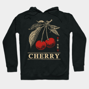 Cherry Branch Botanical - Dark Academia Wabi Sabi Print Hoodie