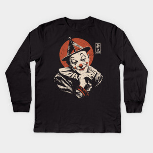 Vintage Circus Clown - Neo Noir Surrealist Propaganda Kids Long Sleeve T-Shirt