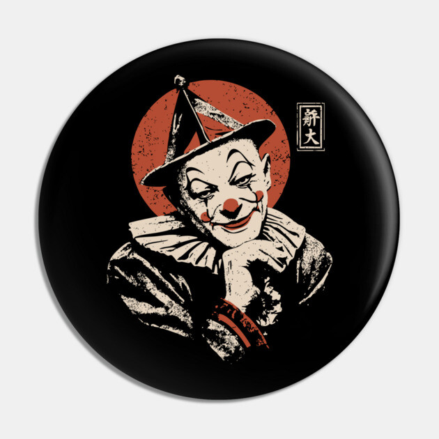 Vintage Circus Clown - Neo Noir Surrealist Propaganda Pin by TuncGK