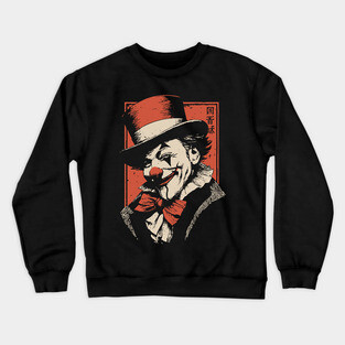 Vintage Clown Portrait - Dark Carnival Surrealist Poster Crewneck Sweatshirt