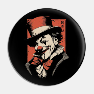 Vintage Clown Portrait - Dark Carnival Surrealist Poster Pin