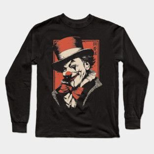 Vintage Clown Portrait - Dark Carnival Surrealist Poster Long Sleeve T-Shirt