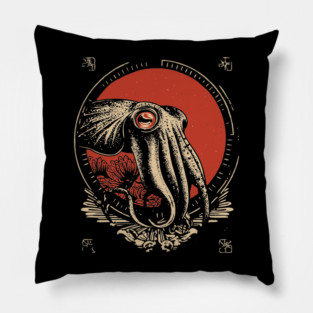 Cuttlefish Ocean Print - Esoteric Marine Mythpunk Art Pillow