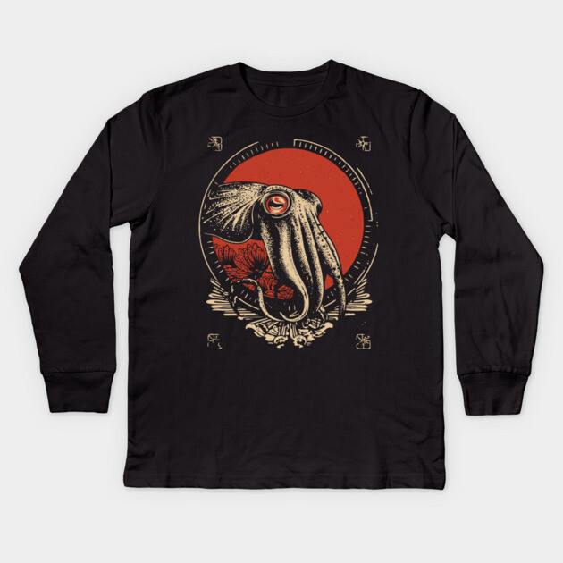 Cuttlefish Ocean Print - Esoteric Marine Mythpunk Art Kids Long Sleeve T-Shirt by TuncGK