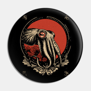 Cuttlefish Ocean Print - Esoteric Marine Mythpunk Art Pin