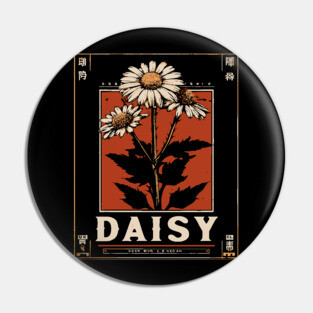Daisy Botanical Print - Minimalist Wabi Sabi Flower Art Pin