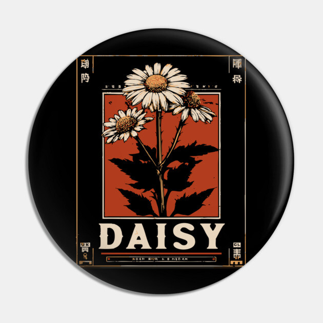 Daisy Botanical Print - Minimalist Wabi Sabi Flower Art Pin by TuncGK