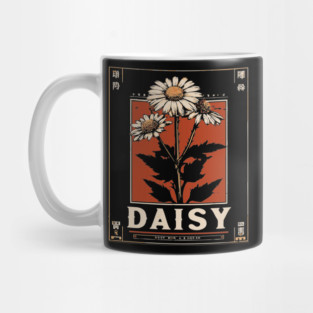 Daisy Botanical Print - Minimalist Wabi Sabi Flower Art Mug