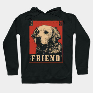 Golden Retriever Friend - Vintage Dog Propaganda Poster Hoodie