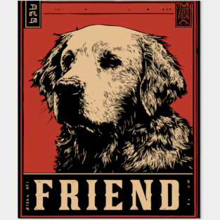 Golden Retriever Friend - Vintage Dog Propaganda Poster Posters and Art