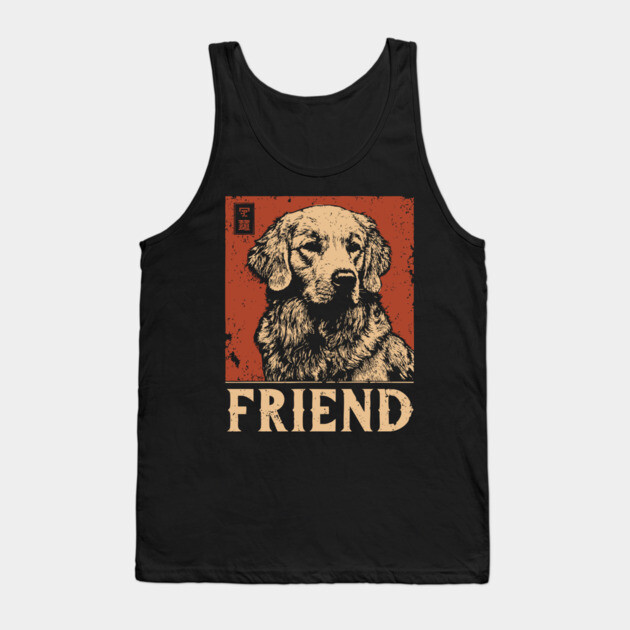 Golden Retriever Companion - Vintage Screenprint Dog Art Tank Top by TuncGK