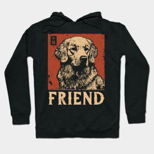 Golden Retriever Companion - Vintage Screenprint Dog Art Hoodie