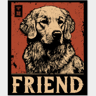 Golden Retriever Companion - Vintage Screenprint Dog Art Posters and Art