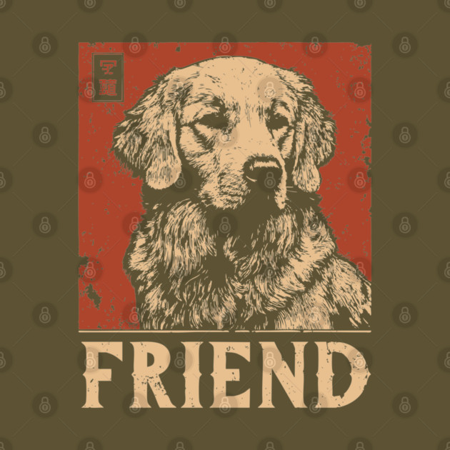 Golden Retriever Companion - Vintage Screenprint Dog Art by TuncGK