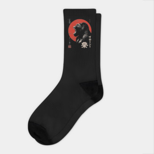 Angry Gorilla Japanese Print - Urban Folklore Mythpunk Art Socks