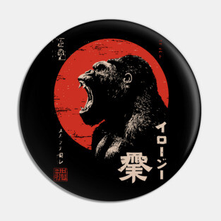 Angry Gorilla Japanese Print - Urban Folklore Mythpunk Art Pin