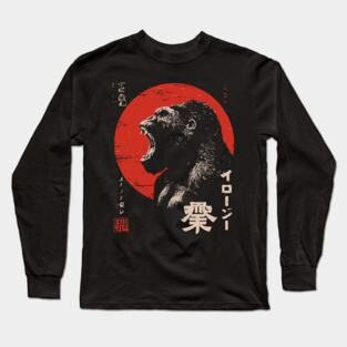 Angry Gorilla Japanese Print - Urban Folklore Mythpunk Art Long Sleeve T-Shirt