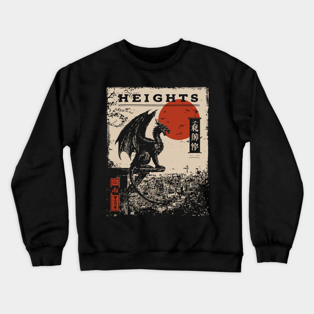 Heights of Dragon Gothic - Dark Academia Mythpunk Poster Crewneck Sweatshirt by TuncGK