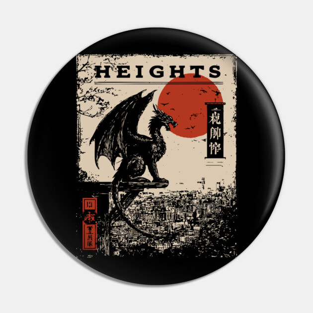 Heights of Dragon Gothic - Dark Academia Mythpunk Poster Pin by TuncGK