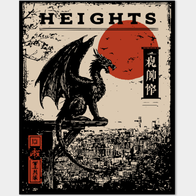 Heights of Dragon Gothic - Dark Academia Mythpunk Poster Wall Art by TuncGK