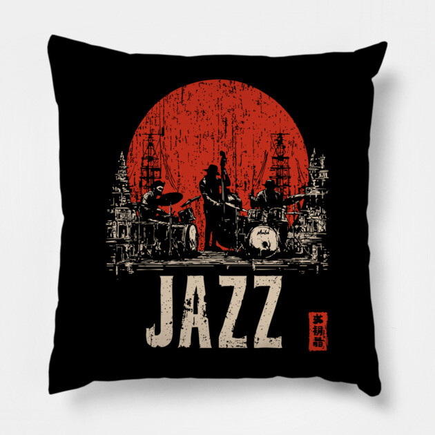 Jazz Band 1920's - Tech Noir Music Propaganda Print Pillow by TuncGK