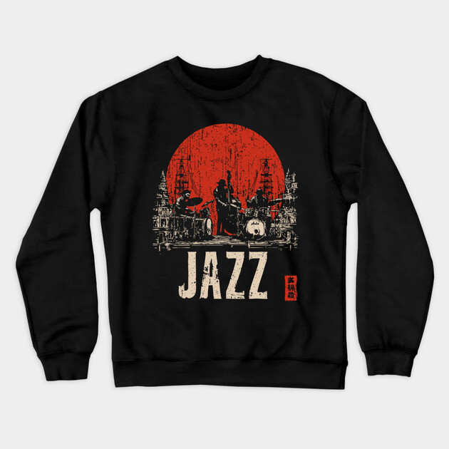 Jazz Band 1920's - Tech Noir Music Propaganda Print Crewneck Sweatshirt by TuncGK
