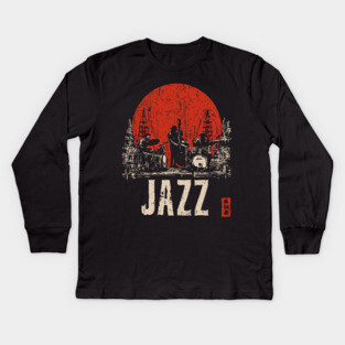 Jazz Band 1920's - Tech Noir Music Propaganda Print Kids Long Sleeve T-Shirt