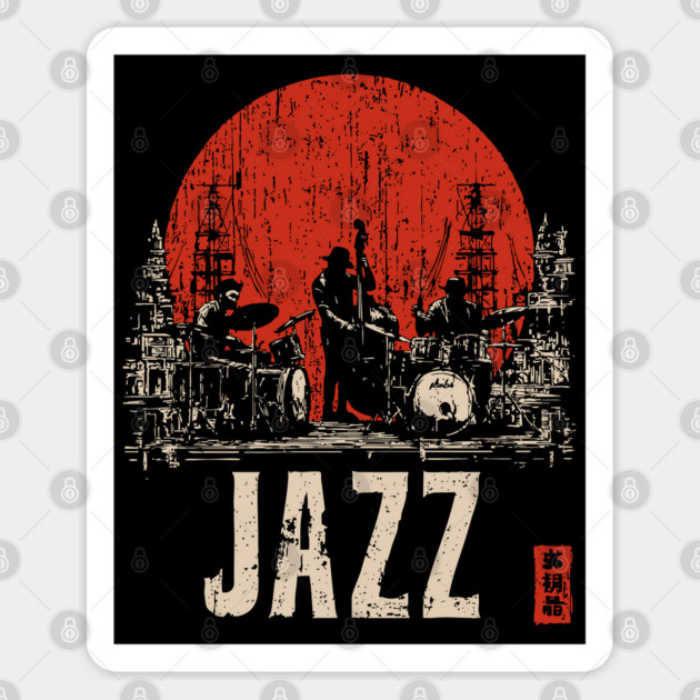Jazz Band 1920's - Tech Noir Music Propaganda Print Sticker by TuncGK