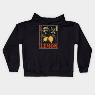 Vintage Lemon Botanical - Dark Academia Wabi Sabi Print Kids Hoodie