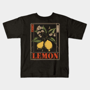 Vintage Lemon Botanical - Dark Academia Wabi Sabi Print Kids T-Shirt