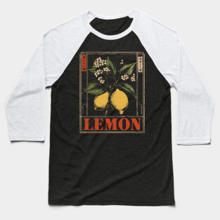 Vintage Lemon Botanical - Dark Academia Wabi Sabi Print Baseball T-Shirt