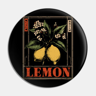 Vintage Lemon Botanical - Dark Academia Wabi Sabi Print Pin