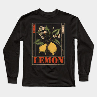 Vintage Lemon Botanical - Dark Academia Wabi Sabi Print Long Sleeve T-Shirt