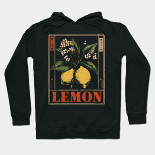 Vintage Lemon Botanical - Dark Academia Wabi Sabi Print Hoodie