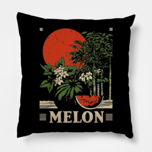 Watermelon Cannabis Garden - Surrealist Botanical Fusion Art Pillow