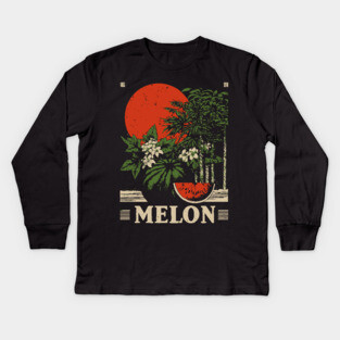 Watermelon Cannabis Garden - Surrealist Botanical Fusion Art Kids Long Sleeve T-Shirt