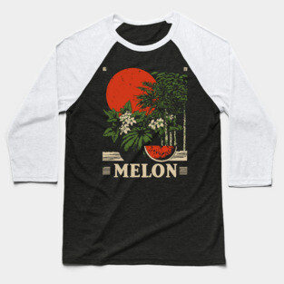 Watermelon Cannabis Garden - Surrealist Botanical Fusion Art Baseball T-Shirt