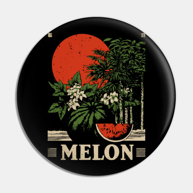 Watermelon Cannabis Garden - Surrealist Botanical Fusion Art Pin by TuncGK