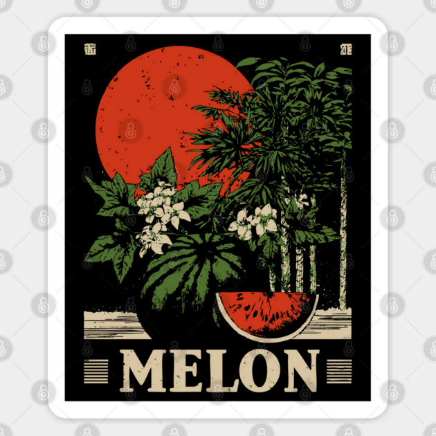 Watermelon Cannabis Garden - Surrealist Botanical Fusion Art Sticker by TuncGK