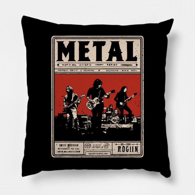 Heavy Metal Band Poster - Tech Noir Music Propaganda Pillow by TuncGK