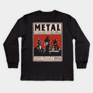 Heavy Metal Band Poster - Tech Noir Music Propaganda Kids Long Sleeve T-Shirt