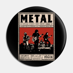 Heavy Metal Band Poster - Tech Noir Music Propaganda Pin
