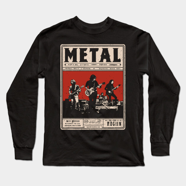 Heavy Metal Band Poster - Tech Noir Music Propaganda Long Sleeve T-Shirt by TuncGK