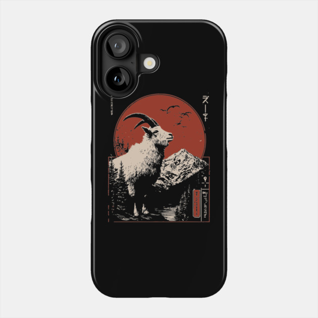 Mountain Goat Summit - Liminal Alpine Wabi Sabi Art Phone Case by TuncGK