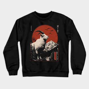 Mountain Goat Summit - Liminal Alpine Wabi Sabi Art Crewneck Sweatshirt