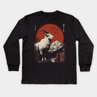 Mountain Goat Summit - Liminal Alpine Wabi Sabi Art Kids Long Sleeve T-Shirt