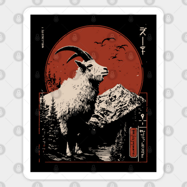 Mountain Goat Summit - Liminal Alpine Wabi Sabi Art Sticker by TuncGK