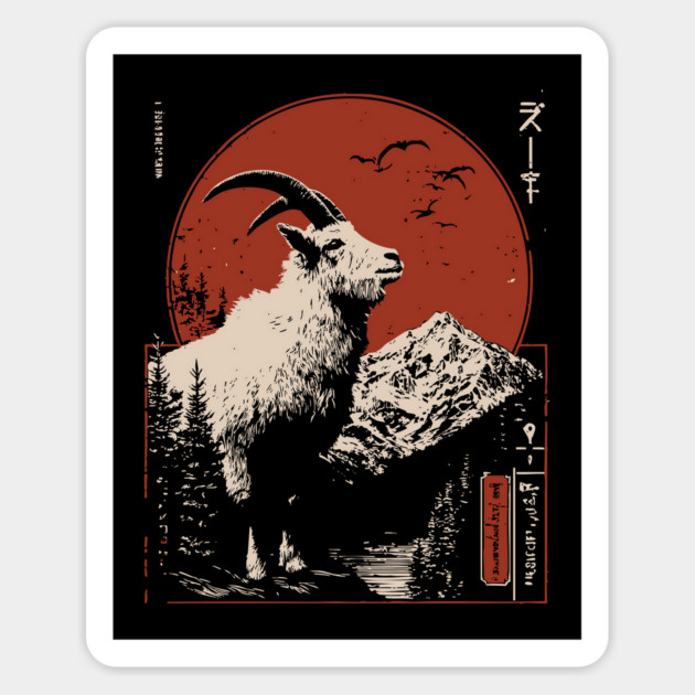 Mountain Goat Summit - Liminal Alpine Wabi Sabi Art Magnet by TuncGK