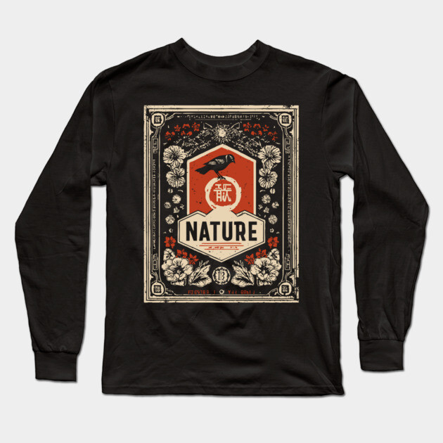 Nature Ornamental Frame - Esoteric Art Nouveau Propaganda Long Sleeve T-Shirt by TuncGK