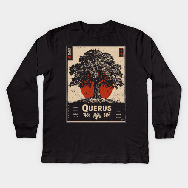 Querus Oak Tree - Dark Academia Liminal Forest Print Kids Long Sleeve T-Shirt by TuncGK